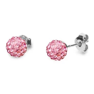 Náušnice růžové se Swarovski Elements kulička Rose mm