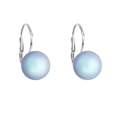 Stříbrné náušnice visací se světle modrou matnou Swarovski perlou 31143.3 Light Blue