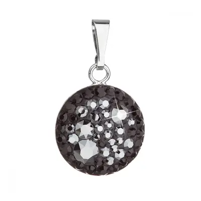 Stříbrný přívěsek s krystaly Swarovski černý kulatý 34225.5 Hematite