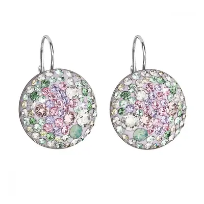 Stříbrné náušnice visací s krystaly Swarovski mix barev kulaté 31161.3 Sakura