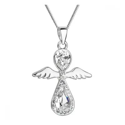 Stříbrný náhrdelník anděl se Swarovski krystaly bílý 32072.1 Krystal