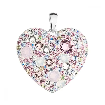 Stříbrný přívěsek s krystaly Swarovski mix barev srdce 34243.3 Magic Rose