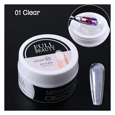 FULL BEAUTY clear 01 stavební gel pro prodlužování a opravu nehtů 15ml