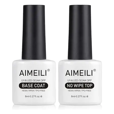 AIMEILI Base Coat & No Wipe Top, 2 x 8ml