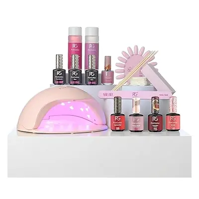 Pink Gellac PG Starter Set Premium Elegant KOMPLETNÍ SADA + 4 BARVY ČERVENÁ A NAHÁ