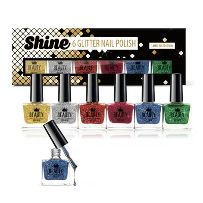 B4B Shine 6 x10ml Glitter Nail Polishes Limited Edition