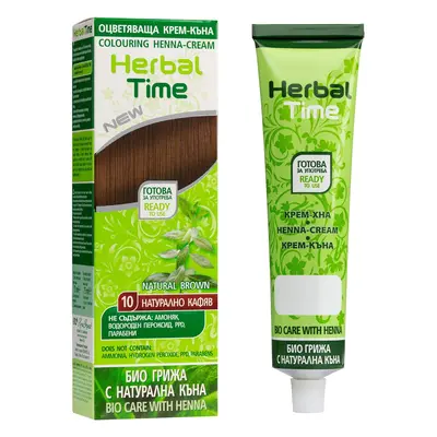 Herbal Time Henna barvicí krém s extraktem z kopřivy Natural Brown 10, 75ml