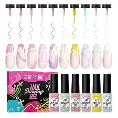 ROSALIND Gel Liner Nail Art 10x5ml Kleuren set Painted Gel 02