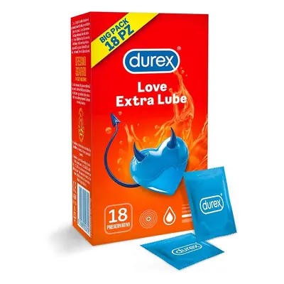 Durex Love Extra Lube Extra lubrikované kondomy, 18 kondomů