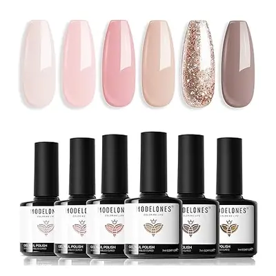 Modelones Nude Gel Nail Polish Set, 6 x7ml / 0003, 0007, 0993, 0988, 1083, 1817/