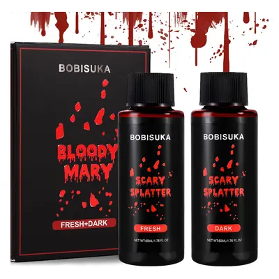 BOBISUKA 2 ks halloweenská sada make-upu s falešnou krví - svěže červená + tmavě červená 50 ml +