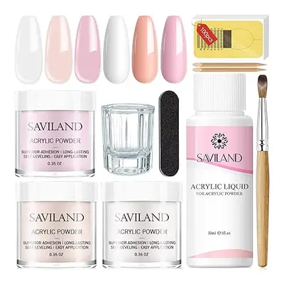 Saviland Sada na akrylové nehty Startér odstín Nude, Pink, Clear 3x10g + příslušenství