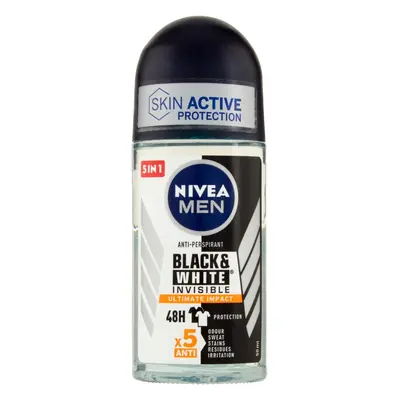 NIVEA 48h bílo-černý pánský deodorant le roll-on de 50mL