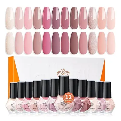 Modelones Modelones- Sada laků na nehty 12 barev Nude Pink Mini Nail Kit 12x5ml (bez obalu)