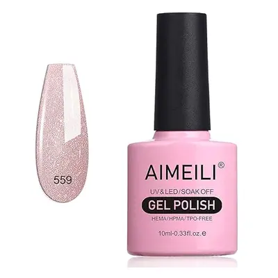 AIMEILI Hema Free Gel Nail Polish Nude Pink Glitter Gel Polish 559, 10ml