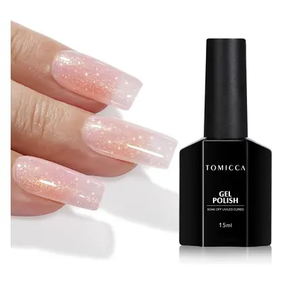 TOMICCA Glitrový gelový lak na nehty růžový GF12, 15 ml