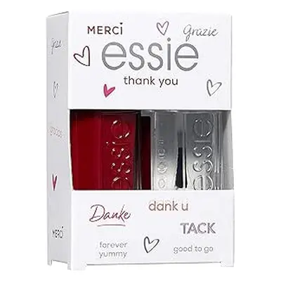 essie Nail Polish Kit Thank You Red and Fast Drying Clear Top Coat