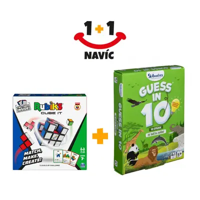 Akce 1+1 Rubikova logická hra cube it + Uhádni na 10 - Zvířata - česká verze navíc