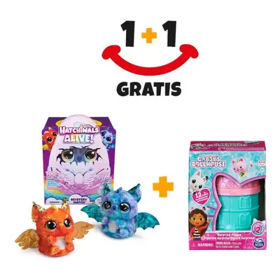 Akce 1+1: Hatchimals líhnoucí se interaktivní dráček + figurka Gábi v domečku ZDARMA