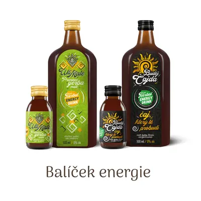 BALÍČEK energie 500 ml: Ultimaté a BudějČajda + 100 ml: Ultimaté a Budějčajda