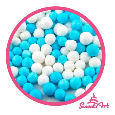 SweetArt cukrové perly modré a bílé 7 mm (1 kg)