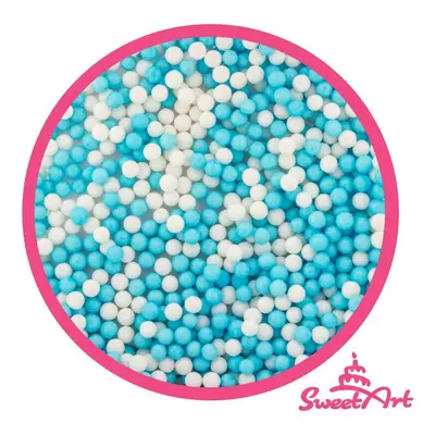 SweetArt cukrové perly modré a bílé 5 mm (80 g)