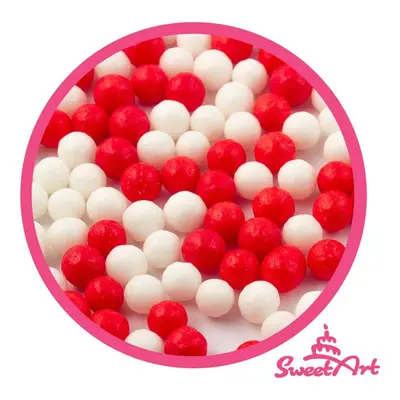 SweetArt cukrové perly červené a bílé 7 mm (1 kg)