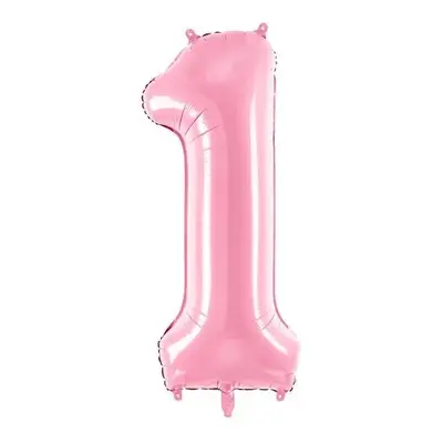 PartyDeco foliový balónek růžový číslo 1 (86 cm)