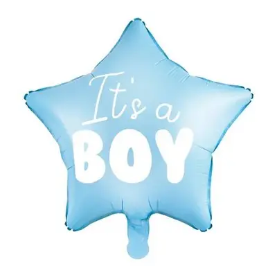 PartyDeco foliový balónek modrý Hvězda It's a Boy 48 cm