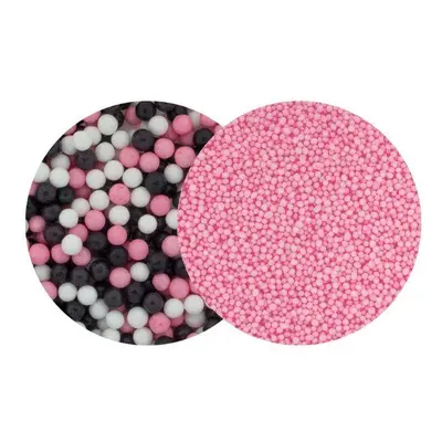 SweetArt cukrové perly Minnie mix 5 mm a máček růžový (120 g)