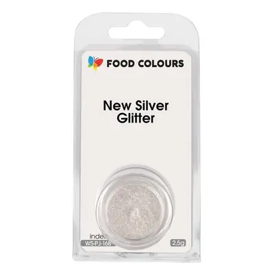 Jedlá prachová perleťová barva Food Colours New Silver Glitter (2,5 g) Stříbrná