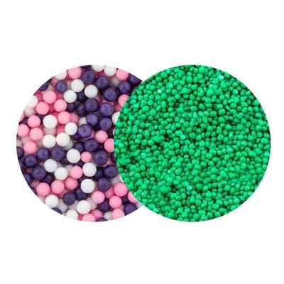 SweetArt cukrové perly Princess mix 5 mm a máček vánoční zelený (120 g)