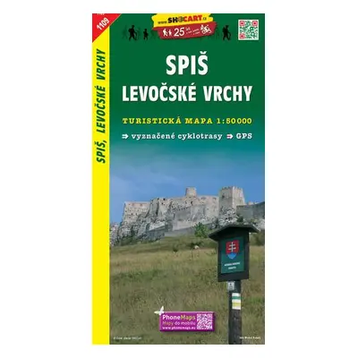 Spiš. Levočské vrchy 1:50 000 - Turistická mapa SHOCart Slovensko 1109