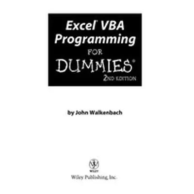 Excel VBA Programming For Dummies (Walkenbach John) (EN)