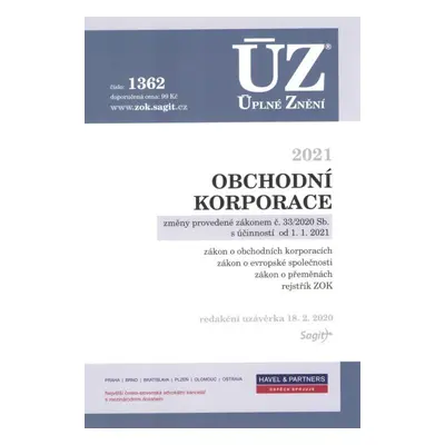 ÚZ č. 1362 - Obchodní korporace 2021