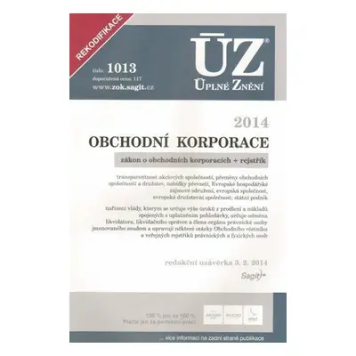 ÚZ č. 1013 Obchodní korporace - Úplné znění předpisů