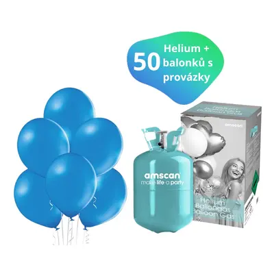 Helium sada + balónky 50 ks modré