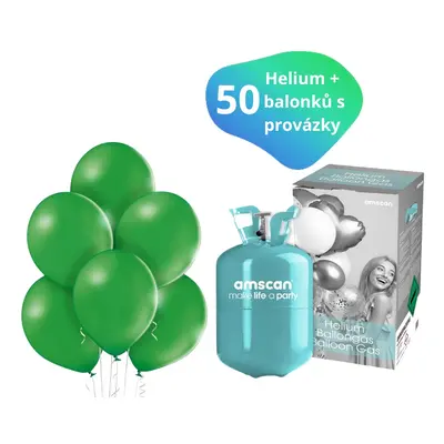 Helium sada + balónky 50 ks zelené