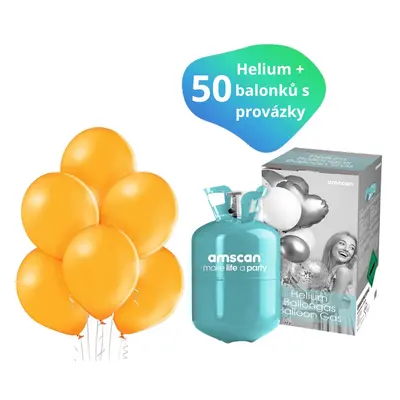 Helium sada + balónky 50 ks oranžové