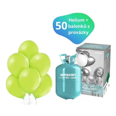 Helium sada + balónky 50 ks světle zelené