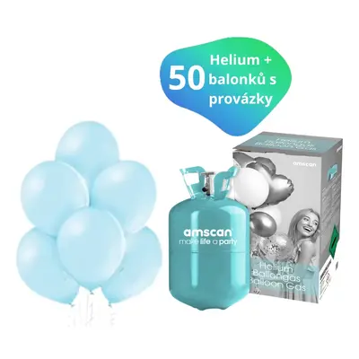 Helium sada + balónky 50 ks světle modré