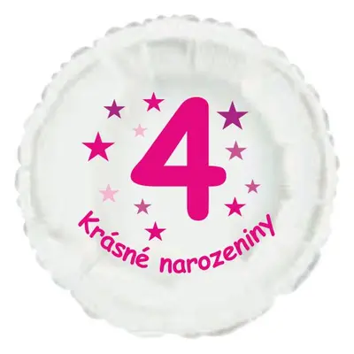 Krásné 4. narozeniny fóliový balónek kruh pro holky Balonky.cz