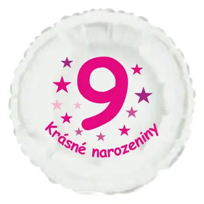 Krásné 9. narozeniny fóliový balónek kruh pro holky Balonky.cz