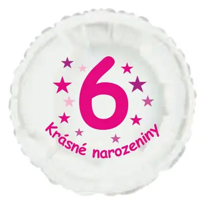 Krásné 6. narozeniny fóliový balónek kruh pro holky Balonky.cz