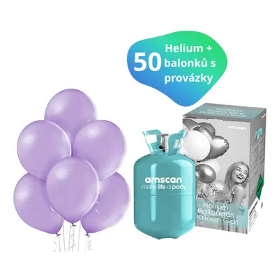 Helium sada + balónky 50 ks světle fialová