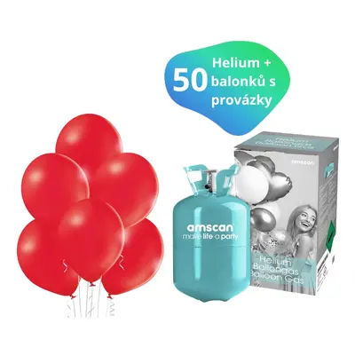 Helium sada + balónky 50 ks červené