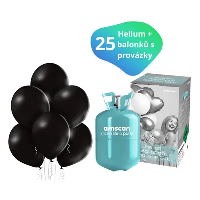 Helium sada + balónky černé metalické