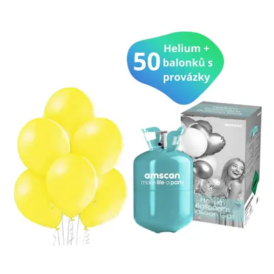 Helium sada + balónky 50 ks žluté