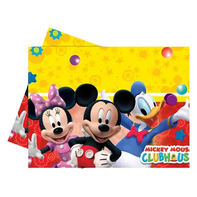 PROCOS Mickey Mouse ubrus žlutý s červeným okrajem 120cm x 180cm