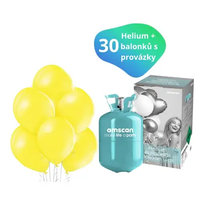 Helium sada + balónky 30 ks žluté